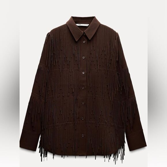Zara maxi fringed shirt ZW collection - Picture 5 of 7